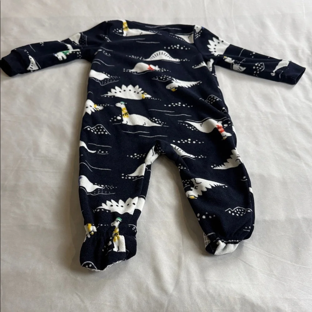 Carters Onesie Pajamas, Blue White Dinosaur, Grip Feet, Fleece, PJs, Boys 18 Mo - Picture 2 of 8